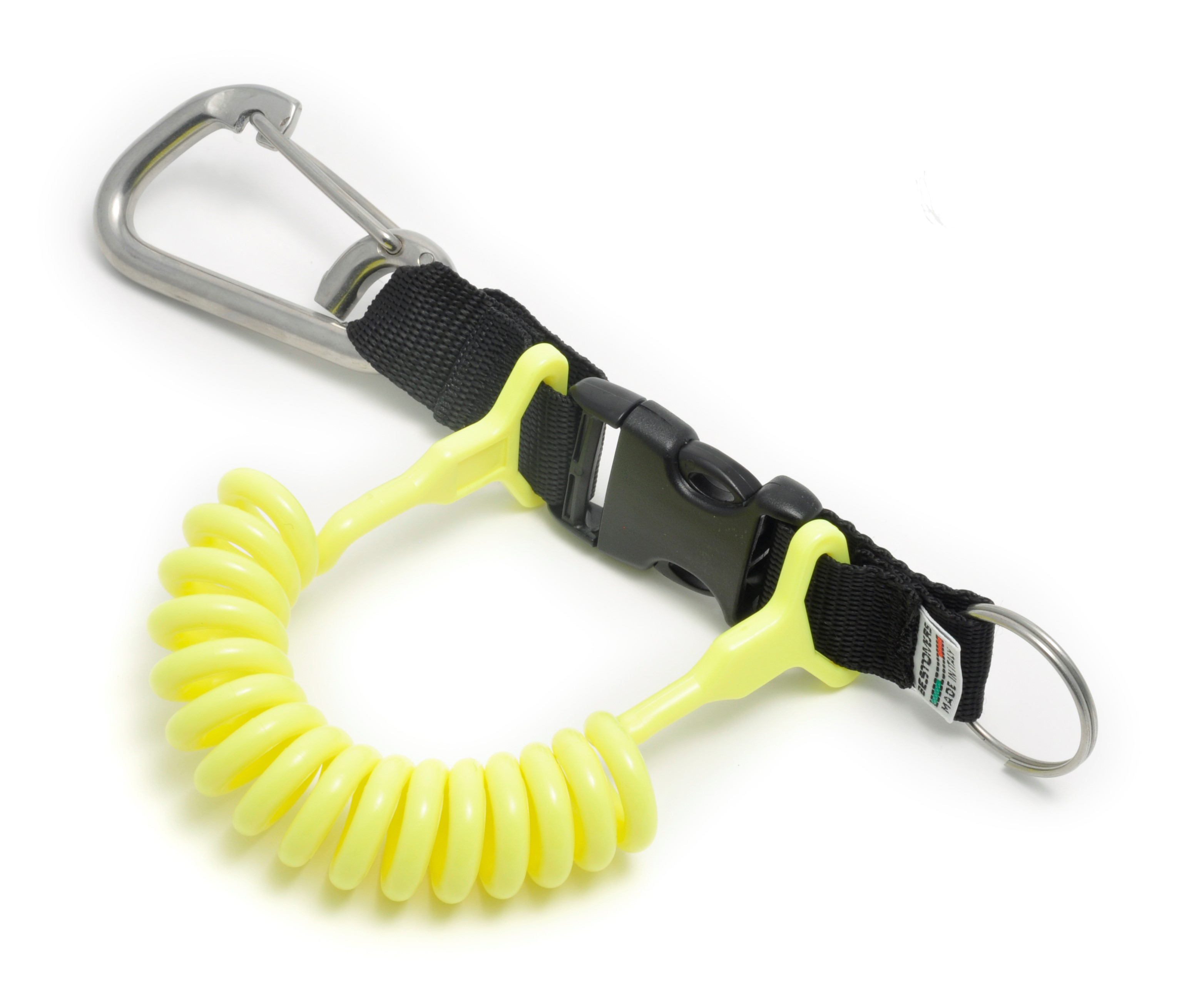 Best Divers Extandable Coil Clip with STRONG Magnum Polyurathan Spiral - Yellow (Ai0192YXL)