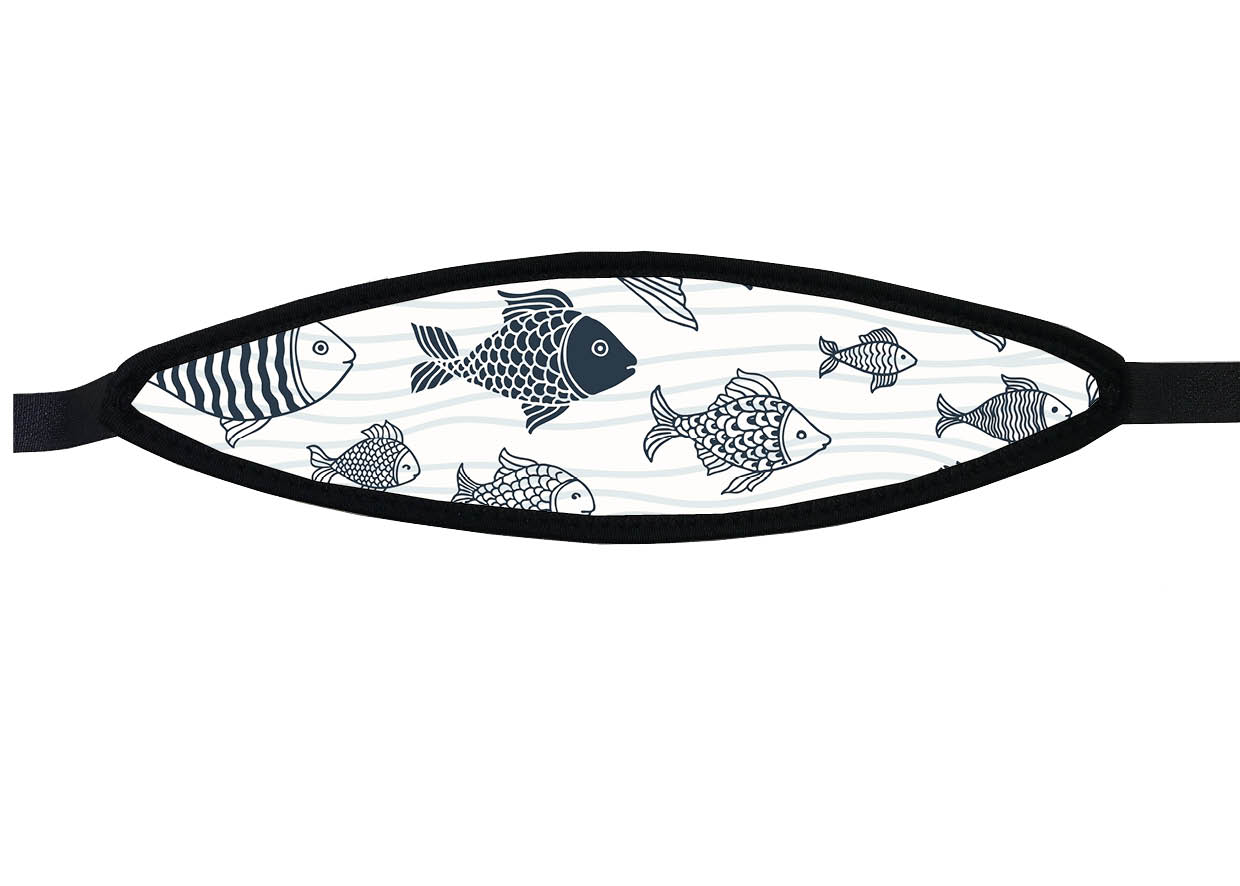 Neoprene Mask Strap - Herd Fish - with vlecro (IN/BRN-V) Neoprene Mask Strap - Herd Fish - with vlecro (IN/BRN-V)