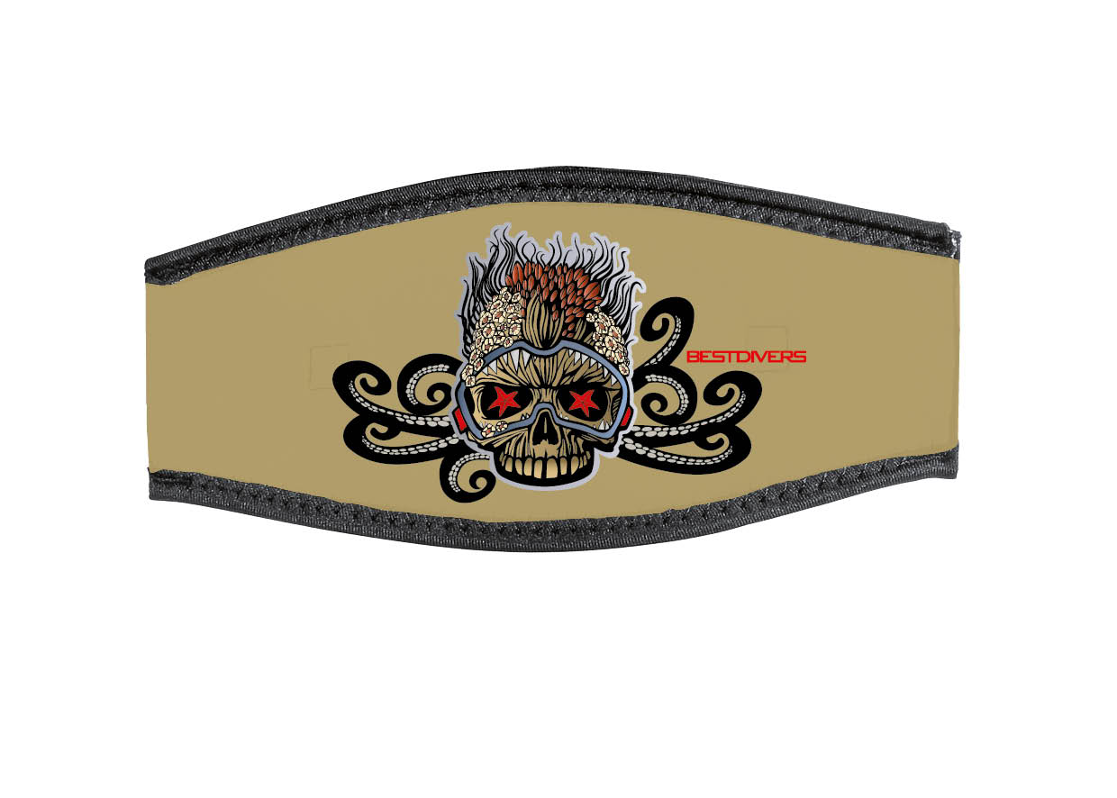 Neoprene Mask Strap - Skull - with double velcro (IN/GOLD-DV) Neoprene Mask Strap - Skull - with double velcro (IN/GOLD-DV)