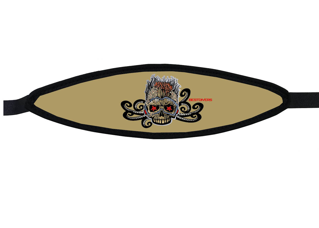 Neoprene Mask Strap - Skull - with velcro (IN/GOLD-V) Neoprene Mask Strap - Skull - with velcro (IN/GOLD-V)