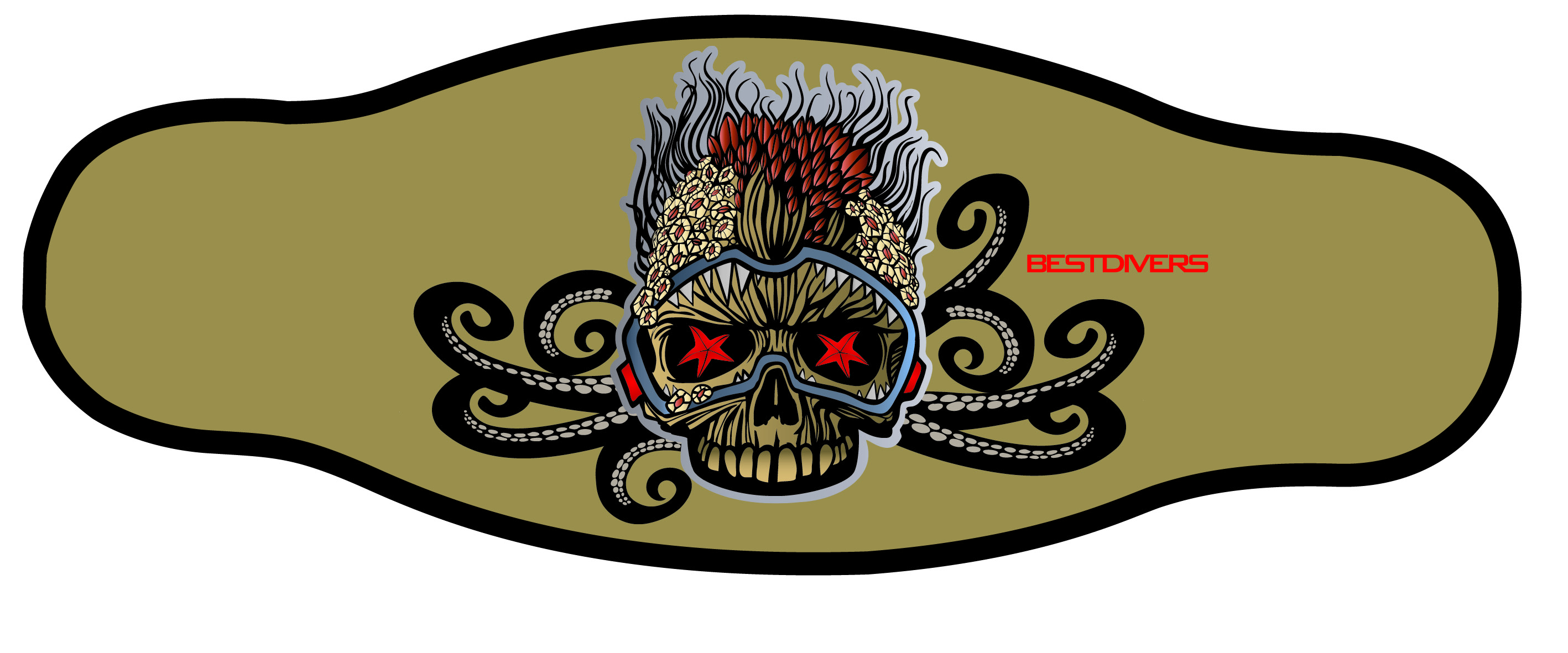 Neoprene Mask Strap - Skull - double layer (IN/GOLD) Neoprene Mask Strap - Skull - double layer (IN/GOLD)