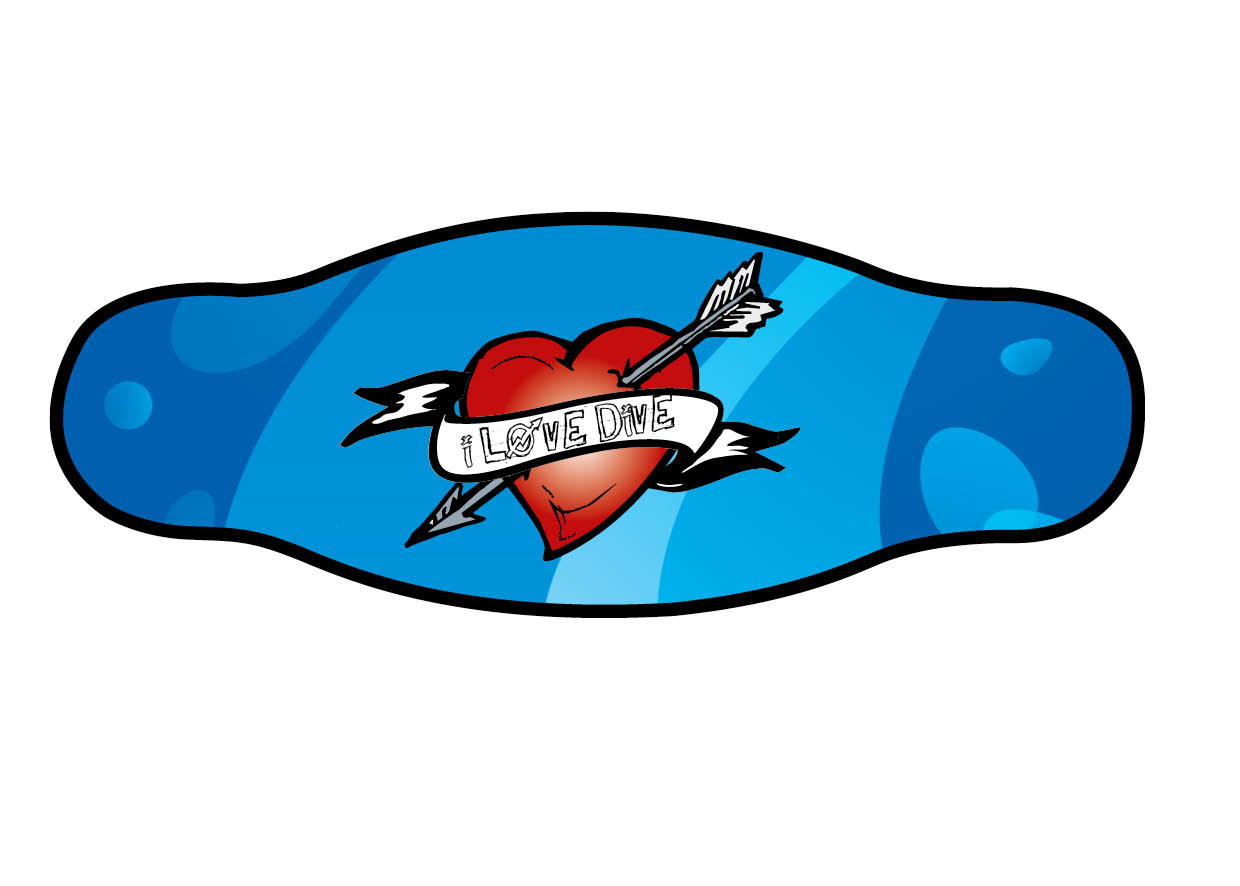 Neoprene Mask Strap - Scuba Heart - double layer (IN/HART) Neoprene Mask Strap - Scuba Heart - double layer (IN/HART)