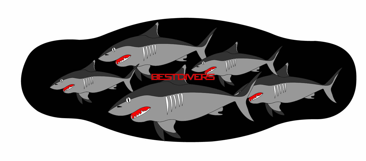 Neoprene Mask Strap - Shark - double layer (IN/SHRK) Neoprene Mask Strap - Shark - double layer (IN/SHRK)
