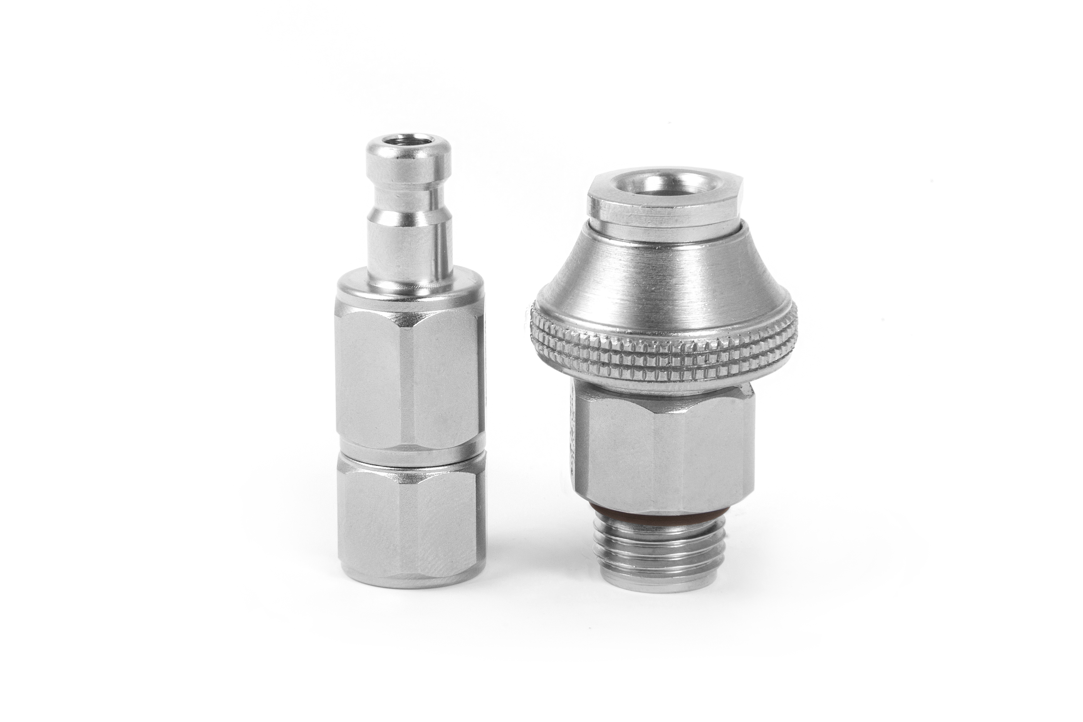 QDB-CV-ZF-S - Two Piece Quick Disconnect to Regulator Hose Adaptor with Check Valve - Big Nut QDB-CV-ZF-S - Two Piece Quick Disconnect to Regulator Hose Adaptor with Check Valve - Big Nut