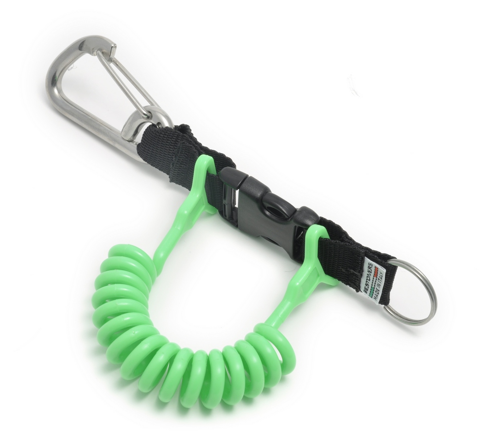 Best Divers Extandable Coil Clip with STRONG Magnum Polyurathan Spiral - Green (Ai0192GXL)